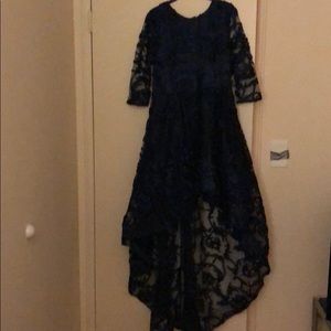 Navy lace high-low dress - never worn